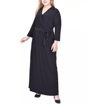 NY Collection Womens Plus 2X Black Faux Wrap Maxi Dress NWT AE81 - $16.16