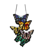 13.25&quot;H Butterfly Cluster Stained Glass Window Panel - $128.58