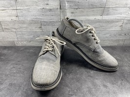 Toms Wingtips Oxford Men 10M Brogue Chambray Shoes Grey Lace up Dress - $524.26 MXN