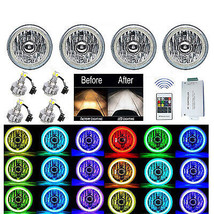 5-3/4&quot; RF RGB COB Color Change Halo Angel Eye Shift Headlamp LED Headlights Set - £417.42 GBP