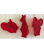 3 Cookie Biscuit Cutters Barney Bear Gerry &amp; Tuffy Mouse Red Plastic Loe... - £15.49 GBP