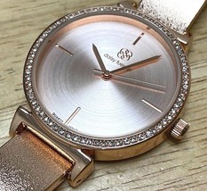 Unused Daisy Fuentes Lady Rose Gold Tone Rhinestone Analog Quartz Watch~New Batt - £10.45 GBP