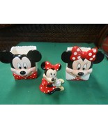Great Collectible  MICKEY &amp; MINNIE MOUSE Ceramic Boxs &amp; FREE Minnie Figure - £11.57 GBP