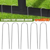 10 Heavy Duty Trampoline U-Shaped Metal Wind Stake Goal Peg Tent Ground ... - $163.21 MXN