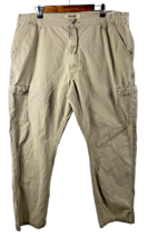 Wrangler 42x32 Cargo Pants Tan Khaki Mens Work Pants 100% Cotton Pockets - £28.96 GBP