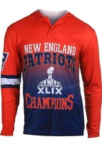 New England Patriots Super Bowl XLIX Champions Hood Long Sleeve Tee Mens... - $18.93