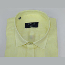 Men's Ciazzo Turkey 100% Linen Breathable Shirt Short Sleeves #Linen 22 Yellow image 6