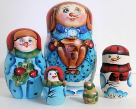 5pcs Handbemalt Russian Nesting Doll Schneemänner - £67.58 GBP