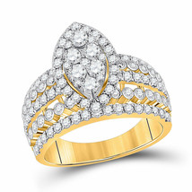 14kt Yellow Gold Womens Round Diamond Marquise-shape Cluster Ring 1-3/4 Cttw - £1,541.44 GBP