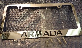 Engraved Chrome License Plate Frame w Logo Caps Fits For 05-15 Nissan AR... - $24.74