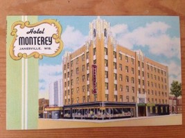 Vtg Linen Beals Art Tone GloVar Postcard Hotel Monterey Janesville Wisco... - £31.37 GBP