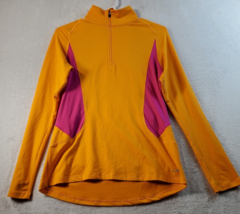 Champion Sweatshirt Womens Size Small Yellow Pink Polyester Long Sleeve Logo - £10.21 GBP