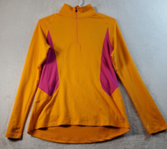 Champion Sweatshirt Womens Size Small Yellow Pink Polyester Long Sleeve Logo - £10.26 GBP