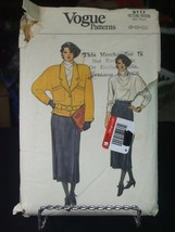 Vogue 9117 Unlined Jacket, Skirt & Blouse Pattern - Size 8/10/12 Bust 31.5 to 34 - $12.81