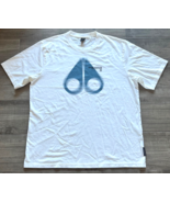 Moose Knuckles Maurice Spray Logo Regular Fit White/Blue T-Shirt Size L ... - $72.11 CAD
