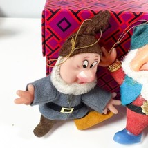 Vintage Flocked Christmas Ornaments 5 Dwarfs Disney Productions Hong Kong - £35.19 GBP