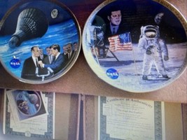 BRADFORD EXCHANGE NASA TRIUMPH IN SPACE PLATES SET OF 8 WITH CERTS AND CASE - $99.00