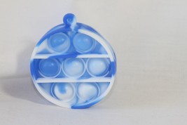Novelty Keychain (new) ROUND SILICONE - BLUE &amp; WHITE, COMES W/ CHAIN - $7.27