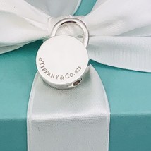 Tiffany &amp; Co Sterling Silver Round Blank Padlock Lock Charm Engravable - £111.85 GBP