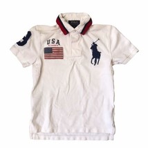 Polo Ralph Lauren Yotuh Big Boys  Pony American Flag White Polo Shirt Small 8 - £14.78 GBP