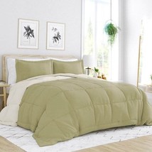 Twin/Twin XL 2-Piece Microfiber Reversible Comforter Set in Sage Green/Cream - $134.49
