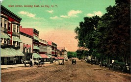 Vtg Postcard 1919 Le Roy New York NY - Main Street Looking East Dirt street - £9.35 GBP