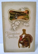 Thanksgiving Postcard Turkey With Scenic Farm Meeker 1910 New Castle - $8.08