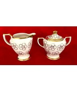 Vintage Kingwood China Co Creamer + Sugar w Lid Gold Foral +Trim USA - $373.95 MXN
