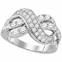 14kt White Gold Womens Round Pave-set Diamond Infinity Crossover Band 1-1/2 Cttw - £1,277.01 GBP