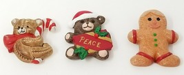 Magnets Gingerbread Man Vintage Set of 3 Ceramic Homemade Christmas Bear... - £9.71 GBP