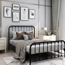 Full size Classic Black Metal Bed Frame with Slatted Headboard and Footboard - $269.99