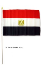 AES 12x18 12&quot;x18&quot; Egypt Country Stick Flag 30&quot; Wooden Staff - £7.09 GBP