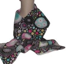 Flower Power Scarf, Fleece Scarf, Girls Fleece Scarf, Polka Dot Scarf. Scarf - £15.72 GBP