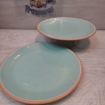 Bobby Flay Stoneware 10.5&quot; Dinner Plate Blue Aqua Used x2 - £11.56 GBP