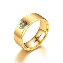 ZORCVENS 2021 New Gold Color King And Queen Stainless Steel Crown Couple Rings F - £6.75 GBP