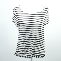 Green Envelope Short Sleeve Tee Shirt White Black Stripes Tasseled at Bo... - $11.62