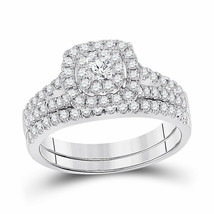 14kt White Gold Round Diamond Bridal Wedding Ring Band Set 7/8 Ctw - £1,073.77 GBP