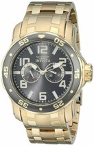 NEW Invicta 17499 Men&#39;s Pro Diver Gold Steel Black Dial Watch wide heavy manly - £77.81 GBP