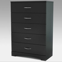 Black 5 Drawer Dresser Chest Drawers Wooden Clothes Storage Bedroom Furn... - $395.99