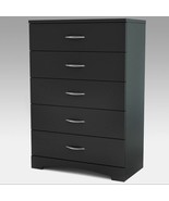 Black 5 Drawer Dresser Chest Drawers Wooden Clothes Storage Bedroom Furn... - £316.14 GBP