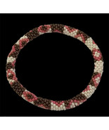 plaid seed bead crochet bracelet 7” - £11.76 GBP