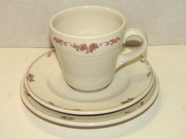 Vintage Syracuse China 3 Piece Tea Set Cup Saucer Desert Plate Rose Pattern - £18.14 GBP