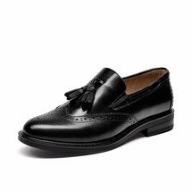 BeauToday Brogues Loafers Women Genuine Calf Leather Shoes Fringe Waxing Round T - £121.39 GBP