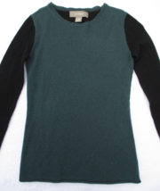 Ply Luxury 100% Cashmere Sweater Blue Color Block Black Sleeve Womens Si... - $23.74