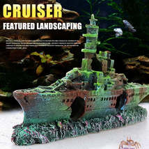 Resin Craft Wreck Boat Sunk Battleship War Ship Fish Tank Aquarium Ornament - £10.65 GBP