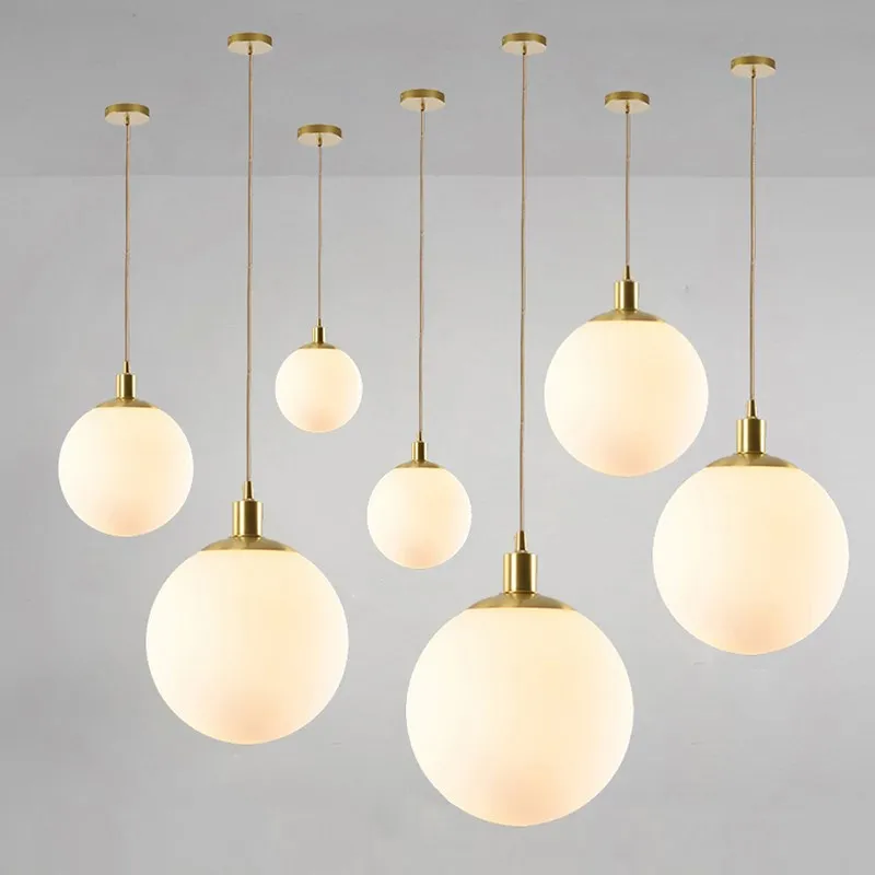 Nordic Glass Pendant Lights 8-50cm Round Ball Home Hanging Lamps For Bar... - $30.29+