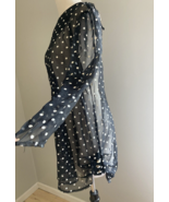 VTG  SHEER CHIFFON POLKA-DOT BLOUSE  asymmetrical ruched hip tunic 16W USA - $28.71