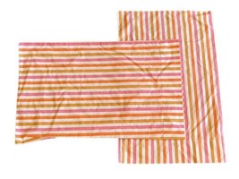 2 Vtg 70s Cannon Royal Family Pink Striped Percale Standard Pillowcase 32x20 USA - £26.17 GBP