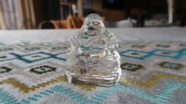 Vintage Glass Buddha Paperweight 2.25&quot; x 2&quot; - £23.79 GBP