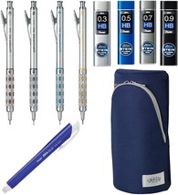 Pen-Type Triangle Eraser, Sonic Sma Sta Navy Blue Pen, Four Rerill Leads. - £50.31 GBP